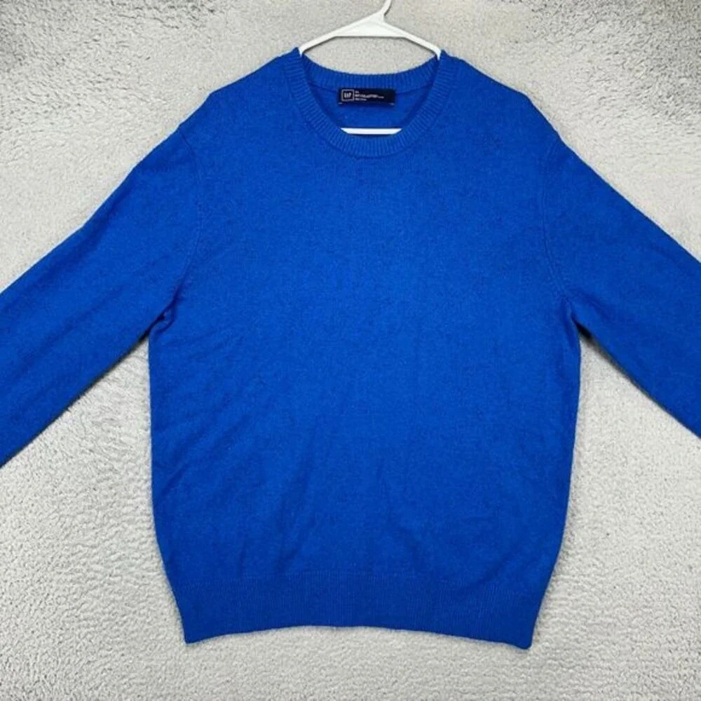 Gap Crew Neck Sweater Adult XL Blue Lambswool Nylon Blend Pullover Knit Mens